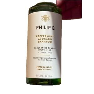 PHILIP B Peppermint Avocado Shampoo,NEW, Scalp Invigorator~2 fl oz/60 ml, Travel
